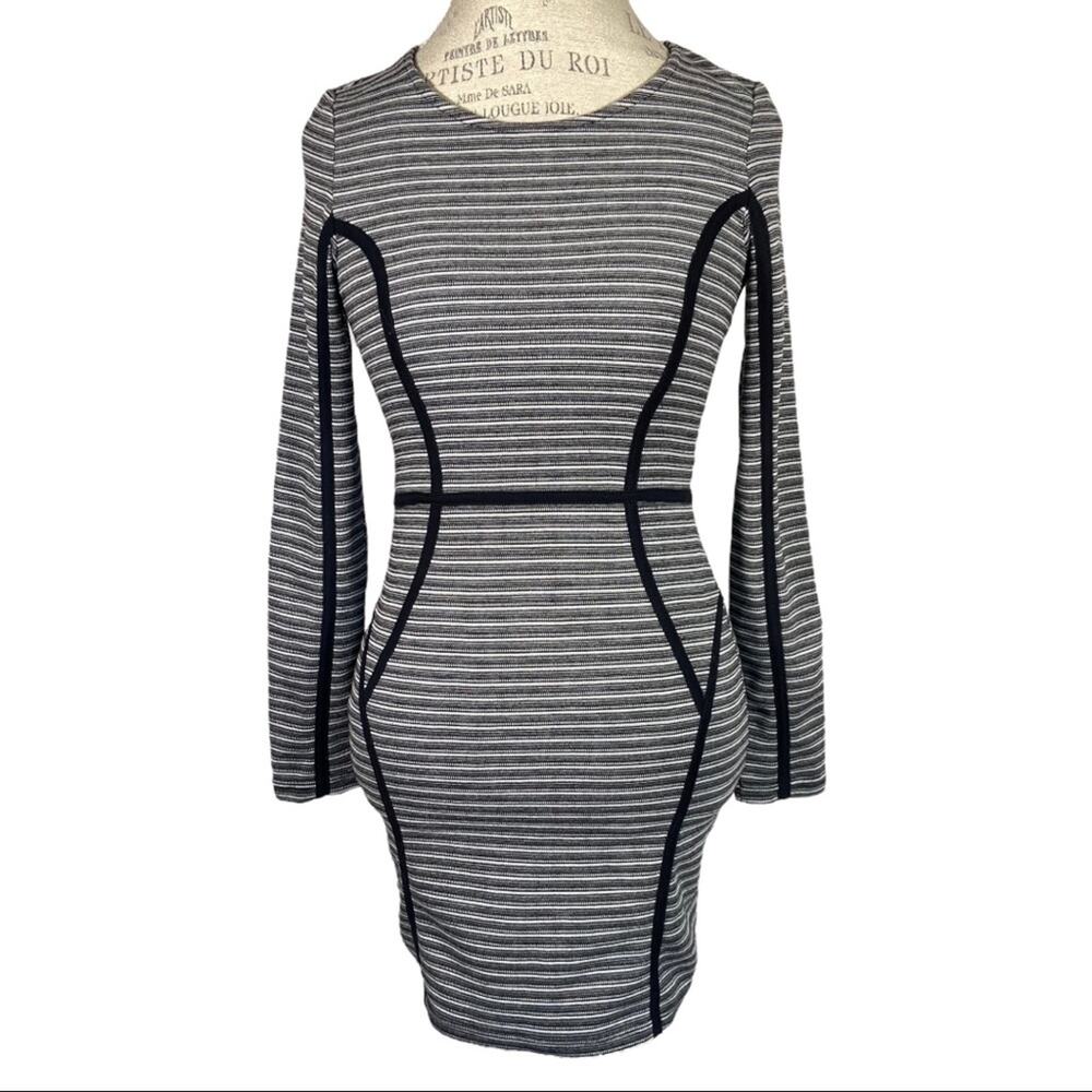 Divided Striped Long Sleeve Business Casual Dress Black White Women’s Size 6